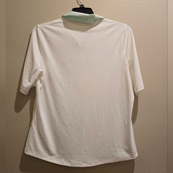 Womens Under Armour Polo White Mint Fade Heatgear Golf Sz Large NWT - Picture 2 of 2